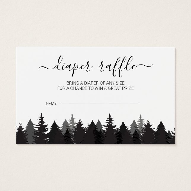 Rustic Pine Tree Baby Shower Diaper Raffle Cards (Front)