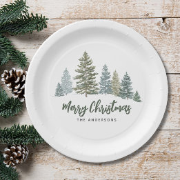 Rustic Pine Tree Christmas  Paper Plate