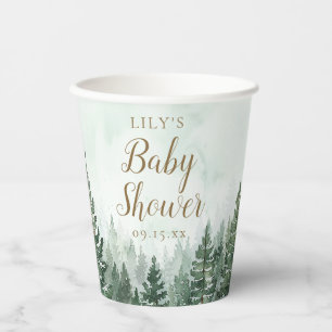 Rustic Pine Tree Forest Baby Shower Paper Cups