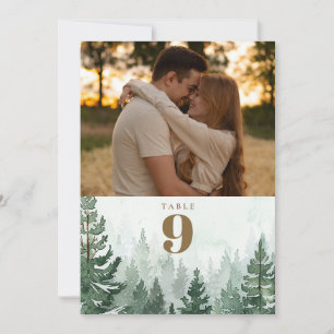 Rustic Pine Tree Forest Photo Table Number
