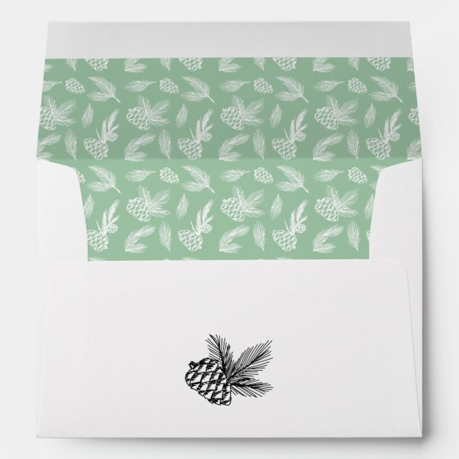 Rustic Pine Tree Mint Holiday Greeting Card Envelope (Back (Bottom))