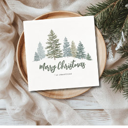 Rustic Pine Tree Personalised Christmas  Napkin