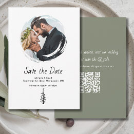 Rustic Pine Tree Sage Green Casual Wedding Save The Date