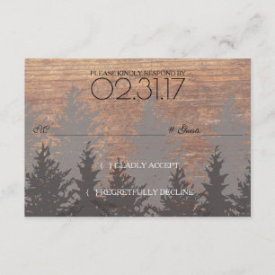 Rustic Pine Tree Wedding Invitation RSVP Card