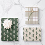 Rustic Pine Trees and Plaid Christmas Wrapping Paper Sheet<br><div class="desc">Custom-designed Christmas wrapping papers featuring rustic forest green and beige hand-drawn style pine trees and plaid design.</div>