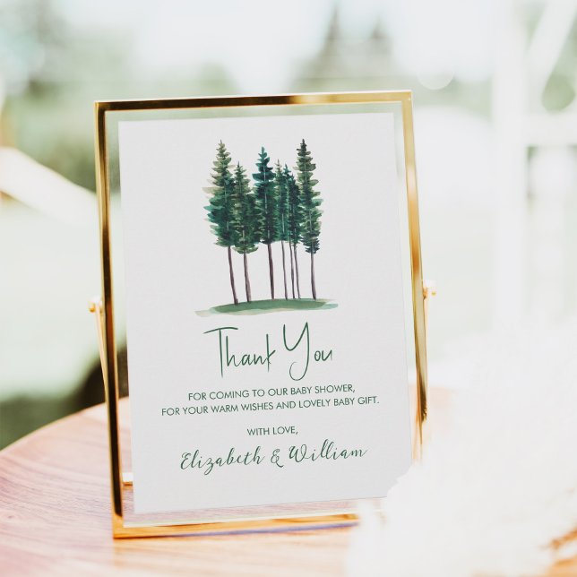 Rustic Pine Trees Baby Shower Thank You Card (Creator Uploaded)