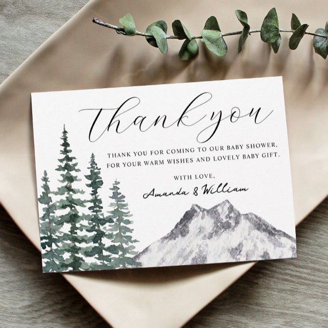 Rustic Pine Trees  Baby Shower Thank You card (Creator Uploaded)