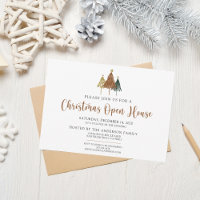 Rustic Pine Trees Christmas Open House Invitation