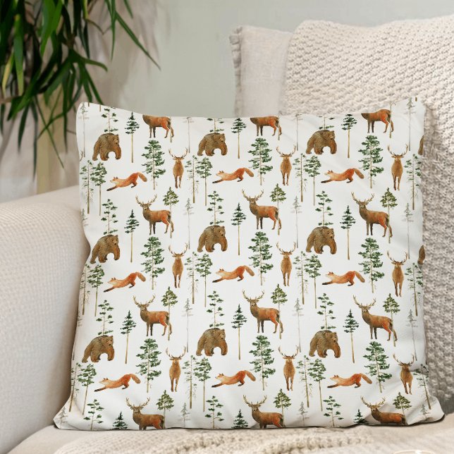 Rustic Pine Trees Deer pattern Cushion (Creator Uploaded)