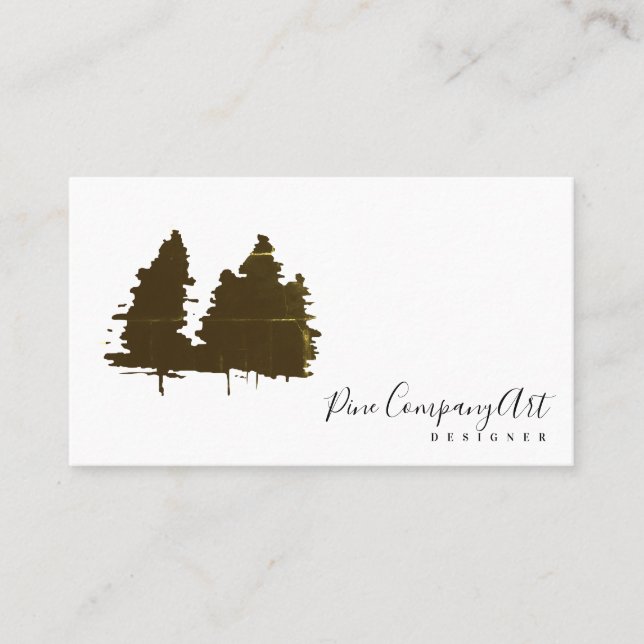 Rustic Pine Trees Designer Business Card (Front)