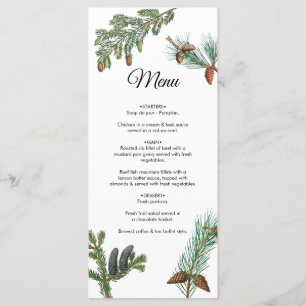 Rustic Pine Trees Forest Greenery Wedding Menu