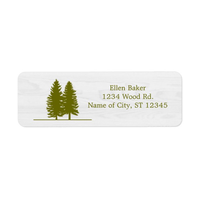 Rustic Pine Trees on White Wood Background (Front)