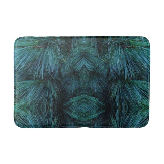 Rustic Pine trees | pine forest | green conifers  Bath Mat (Front)