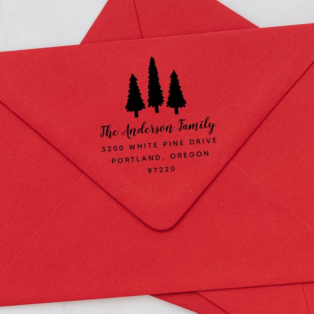 Rustic Pine Trees Return Address Self-inking Stamp (Creator Uploaded)