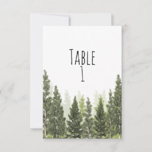 Rustic Pine Trees Simple Wedding Table Number