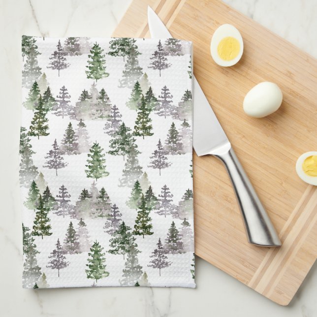 Rustic Pine Trees  Tea Towel (Quarter Fold)