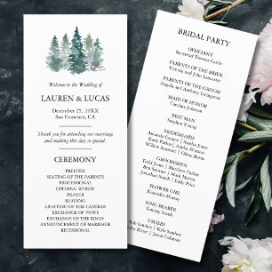 Rustic Pine trees Woodland Forest Ceremony Programme