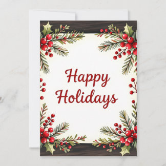 Rustic Pine Watercolor Photo Christmas Card