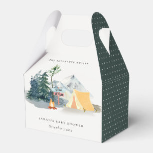 Rustic Pine Woods Camping Mountain Baby Shower Favour Box