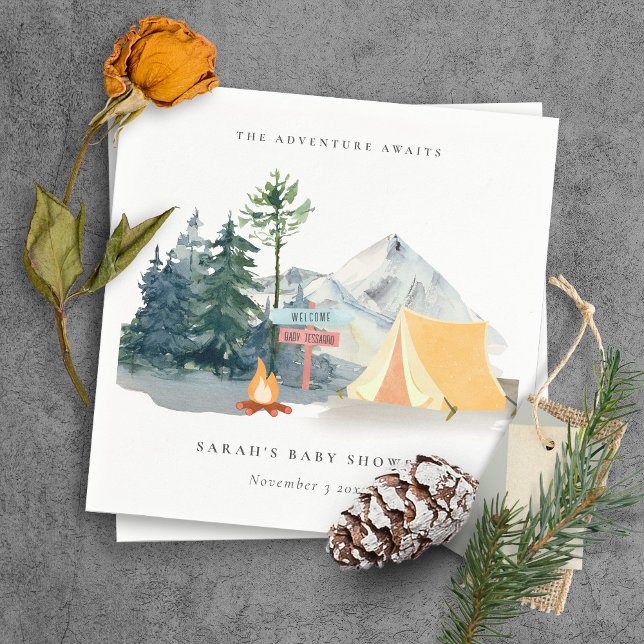 Rustic Pine Woods Camping Mountain Baby Shower Napkin (Creator Uploaded)