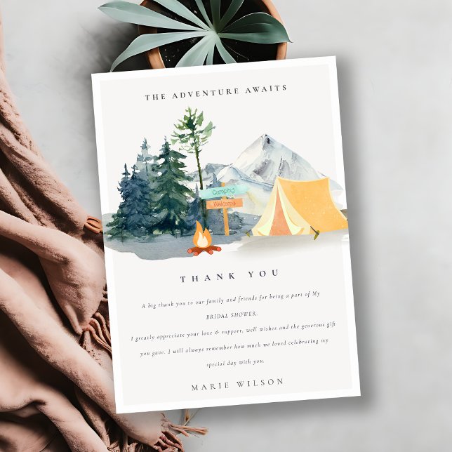 Rustic Pine Woods Camping Mountain Bridal Shower Thank You Card (Creator Uploaded)