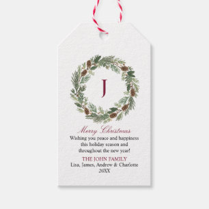 Rustic Pine Wreath Christmas Gift Tags