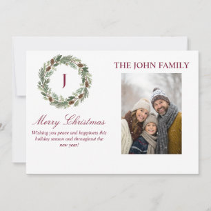 Rustic Pine Wreath Christmas Invitation