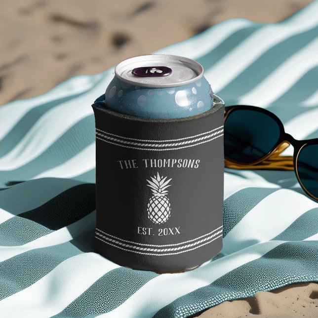 Rustic Pineapple Personalised Family Name Can Cooler (Creator Uploaded)