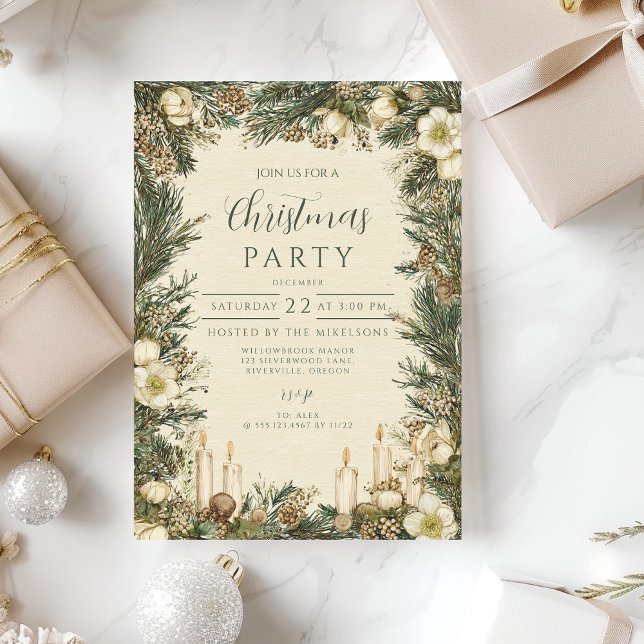 Rustic Pinecone Candle Christmas Invitation (Creator Uploaded)