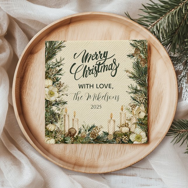 Rustic Pinecone Candle Christmas Napkin (Creator Uploaded)