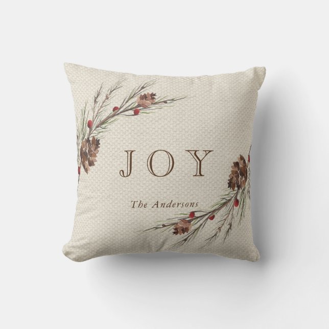 Rustic Pinecone Christmas Holiday Cushion (Front)