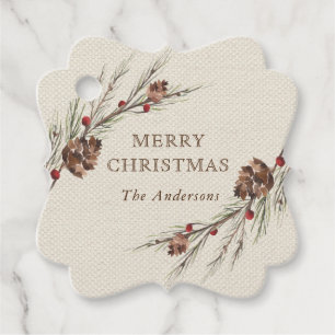 Rustic Pinecone Christmas Holiday Favour Tags