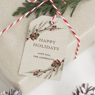 Rustic Pinecone Christmas Holiday Gift Tags