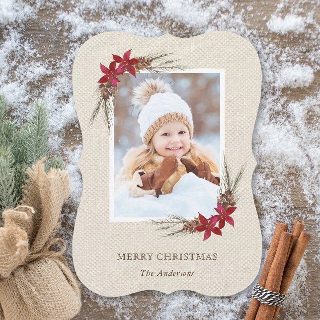 Rustic Pinecone Christmas Holiday Photo Card (Creator Uploaded)