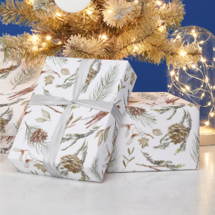 Rustic Pinecone & Evergreen Christmas  Wrapping Paper