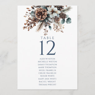 Rustic Pinecone Floral Table Number Seating Chart