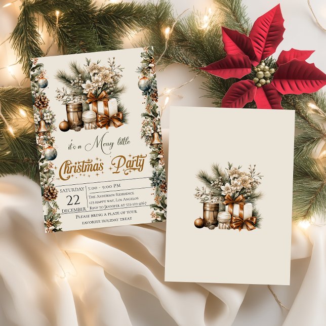 Rustic Pinecone & Gold Christmas Party             Invitation (Creator Uploaded)