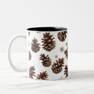 Rustic Pinecone Two-Tone Mug – Farmhouse Christmas