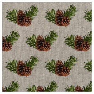 Rustic Pinecones and Branches Fabric
