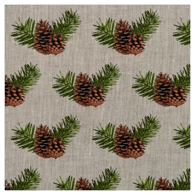 Rustic Pinecones and Branches Fabric (Swatch)
