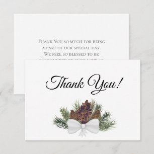 Rustic Pinecones and Pine Branches Simple Wedding Thank You Card
