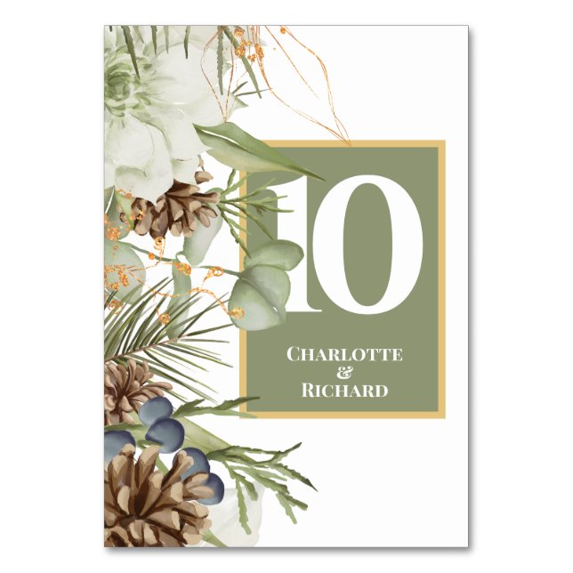Rustic Pinecones Border Table Numbers (Front)