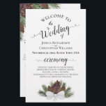 Rustic Pinecones Budget Wedding Program<br><div class="desc">These wedding programs are elegant and tasteful, while still being budget friendly. The rustic design features hand painted watercolor pinecones and pine branches in shades of forest green and chestnut brown. The typography features lacy black script calligraphy, and there is room for details on the ceremony, the bridal party, and...</div>