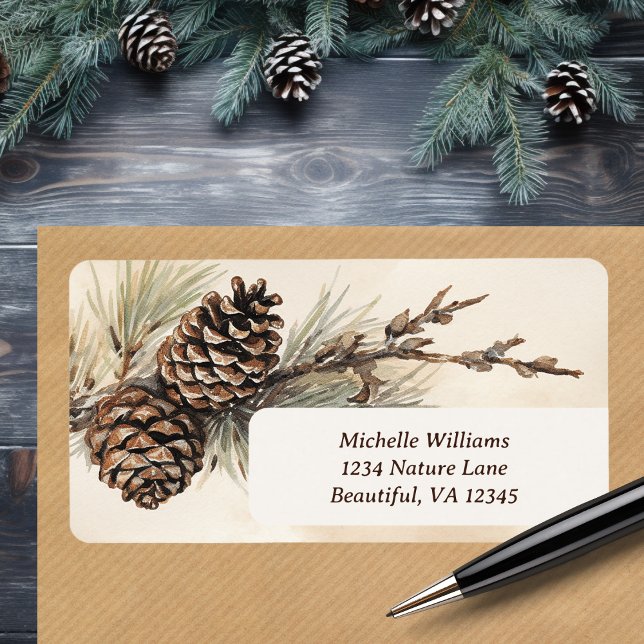 Rustic Pinecones | Pine Cone Woodland Address Label (Rustic Pinecones  Pine Cone Woodland Address Label)