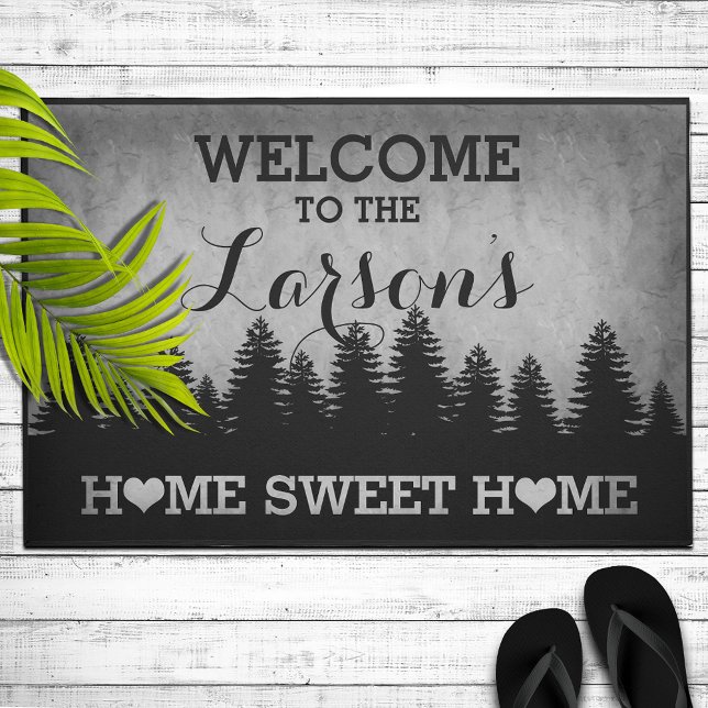 Rustic Pines Personalised (grey) Welcome Doormat (Creator Uploaded)