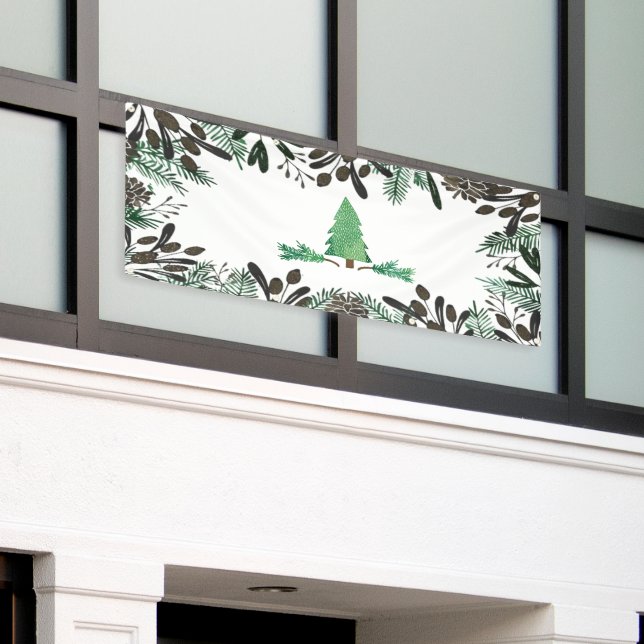 Rustic Pines Pine Cones And Branches Banner (Outside Building)