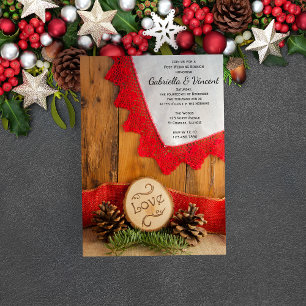 Rustic Pines Red Lace Post Wedding Brunch Invite