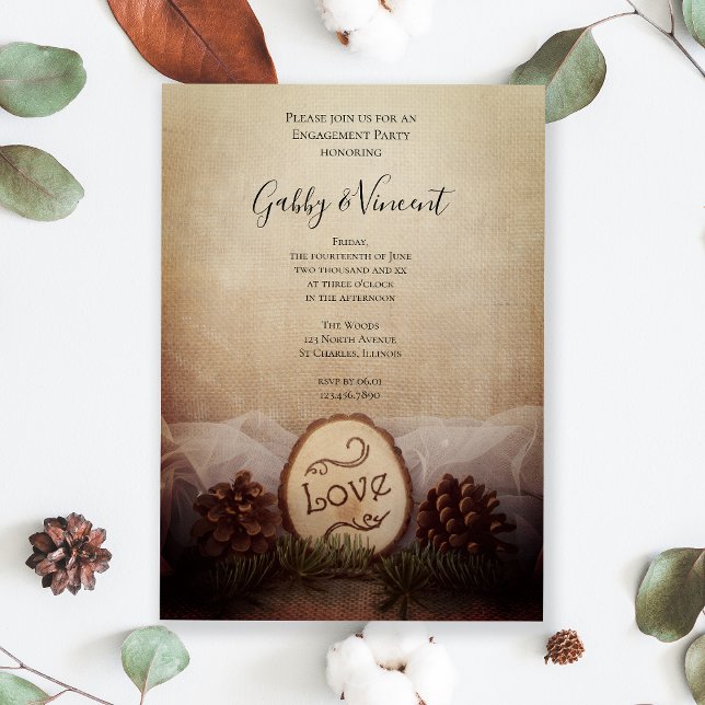 Rustic Pines Woodland Engagement Party Invitation (Creator Uploaded)