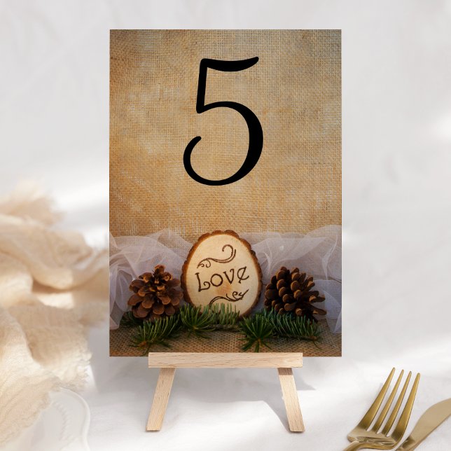 Rustic Pines Woodland Wedding Table Numbers (Creator Uploaded)