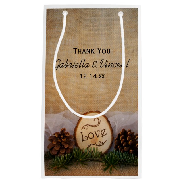 Rustic Pines Woodland Wedding Thank You Small Gift Bag (Front)